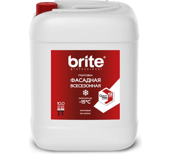 Изображение товара Всесезонная акриловая грунтовка для фасадов BRITE PROFESSIONAL канистра 10 л О02489