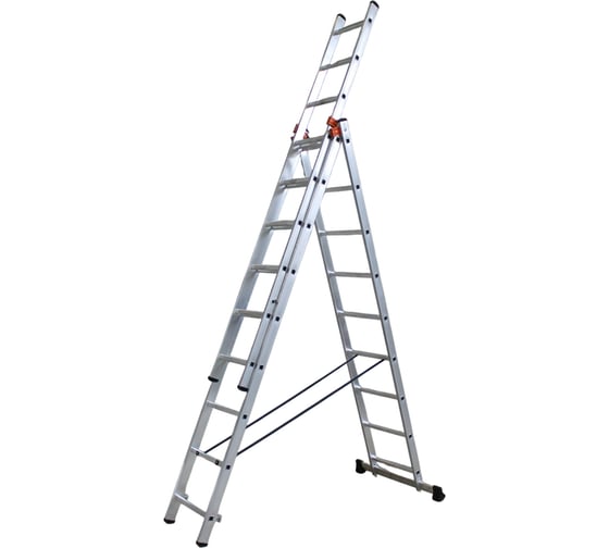 Изображение товара Алюминиевая трехсекционная лестница ООО Риз 3x9 Н=5,62 LAT3X9