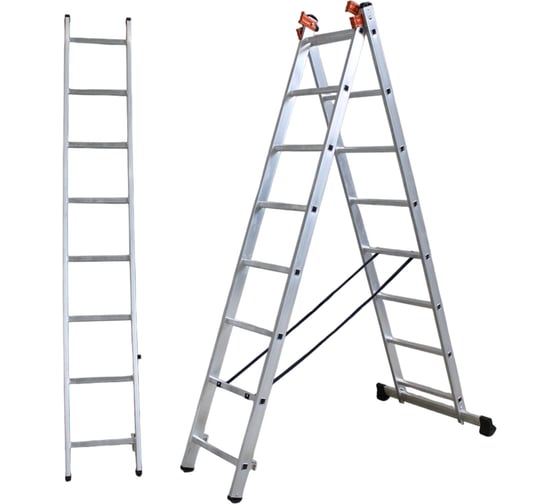 Изображение товара Алюминиевая трехсекционная лестница ООО Риз 3x8 Н=5,0 LAT3X8