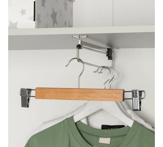 Изображение товара Вешалка для брюк и юбок Доляна с зажимами 33х13 см, дерево светлое 565876