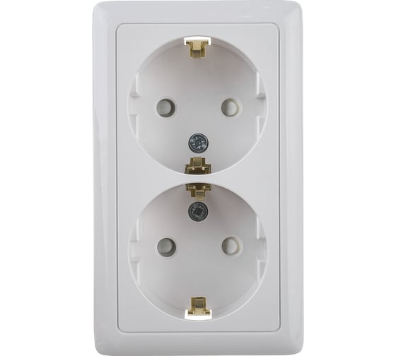 Изображение товара Розетка Systeme Electric 2-м ОП Хит 16А IP20 с заземл. защ. шторки бел. RA16-239-B