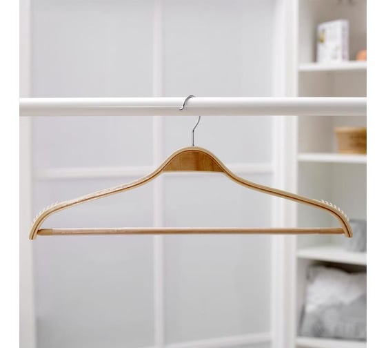 Изображение товара Вешалка для костюма Доляна с перекладиной 44.5х22 см, дерево, сорт А 1476776