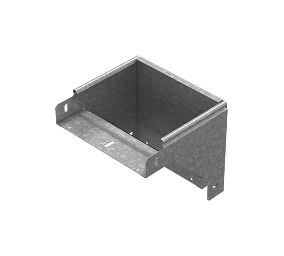 Изображение товара Поворот вертикальный вниз OSTEC к лотку 100x100, толщина 1 мм, Сендзимир цинк ПВН-100х100-1,0-СЦ