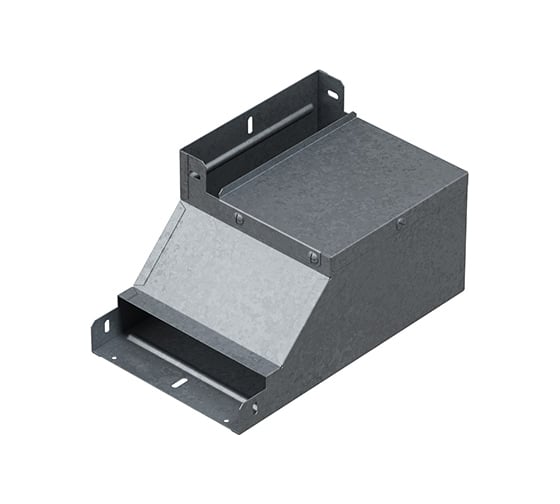 Изображение товара Поворот вертикальный вверх левый OSTEC к лотку 200x80, толщина 1 мм, Сендзимир цинк ПВЛ-200х80-1,0-СЦ