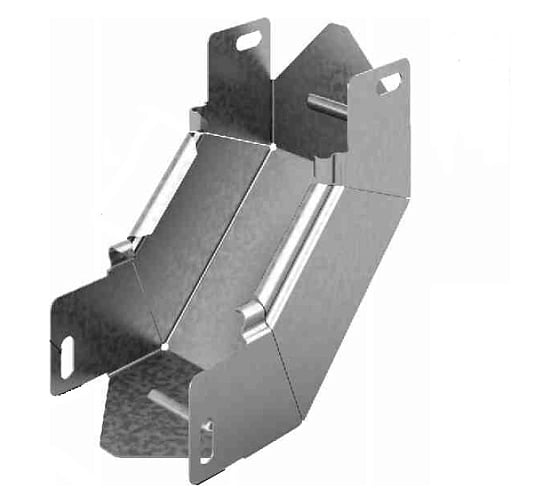 Изображение товара Угловой соединитель внутренний OSTEC к лотку УЛ 400x200, толщина 1 мм, Сендзимир цинк УСВНР90-400х200-1,0-СЦ