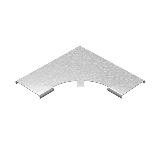 Изображение товара Крышка к углу плоскому плавному универсальному OSTEC 90 градусов, к лотку 300, толщина 1,5 мм, Сендзимир цинк КУПТРП90-300-1,5-R100-СЦ