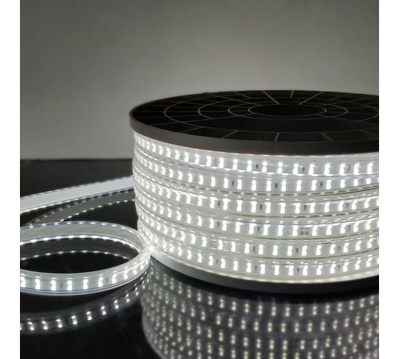 Изображение товара Светодиодная лента Elektrostandard LS011 220V Premium 18W 180Led 2835 IP65 6500K холодный белый 50м двухрядная a053653