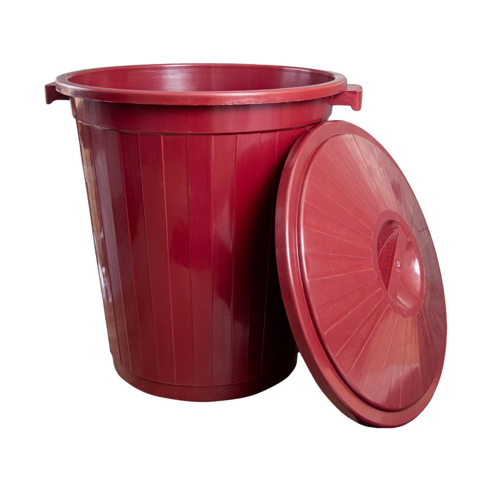 Изображение товара Бак мусорный ALMIN 75л круглый бордовый с крышкой