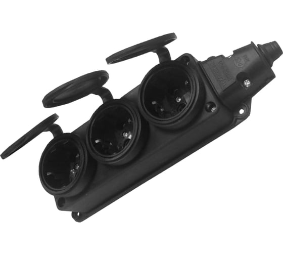 Изображение товара Розетка каучуковая переносная Texenergo 3-х местная, с З/К с защитными крышками IP44 RKP16-003