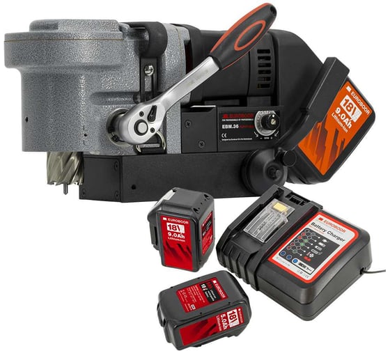 Изображение товара Аккумуляторный низкопрофильный магнитный станок EUROBOOR EBM.36+LP/P-18V