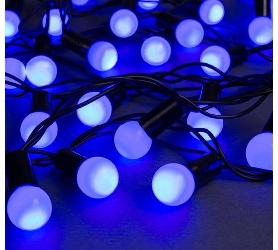 Изображение товара Гирлянда-нить Luazon DCR, IP44, шарики d 1.5 см, 10 м, Н.Т. LED-100-220V, 8 режимов, синий 671563