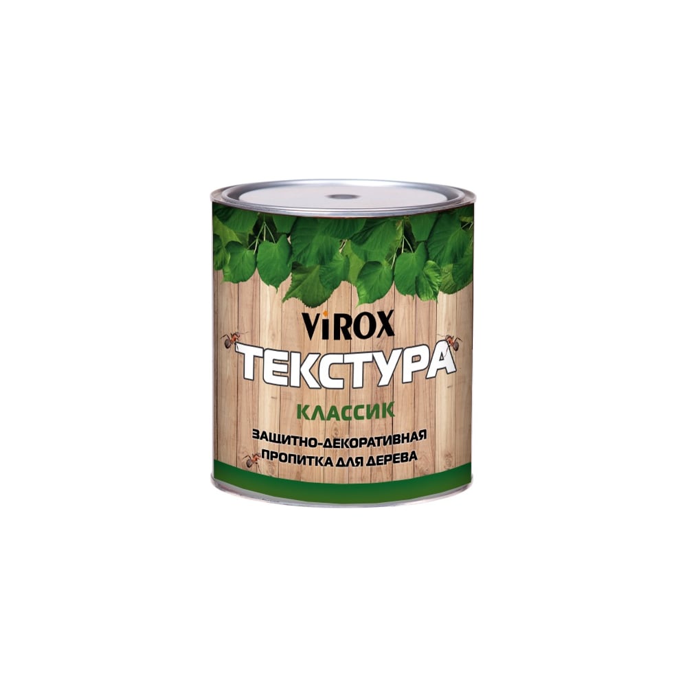 Изображение товара Защитно-декоративная пропитка VIROX ТЕКСТУРА КЛАССИК тик 0,8л для дерева