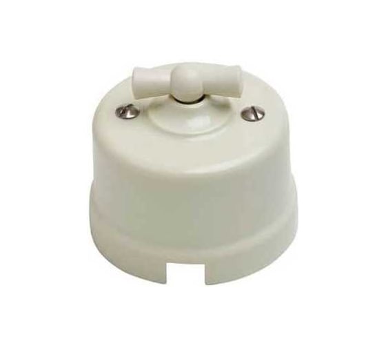 Изображение товара Выключатель 1-клавишный проходной Electraline пластик, цвет слоновая кость B1-201-211