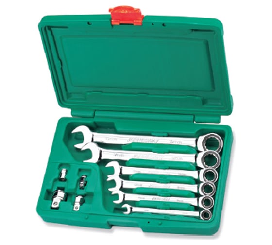 Изображение товара Набор комбинированных трещоточных ключей Jonnesway W45110S