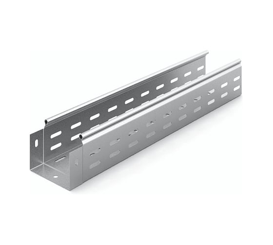 Изображение товара Металлический лоток перфорированный OSTEC 100x80x3000, толщина 0,8 мм, Сендзимир цинк (в упаковке 2 шт) ЛПМЗТ-100х80х3000-0,8-СЦ