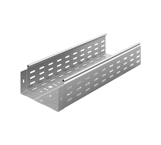 Изображение товара Металлический лоток перфорированный OSTEC 200x100x3000, толщина 0,8 мм, Сендзимир цинк (в упаковке 2 шт) ЛПМЗТ-200х100х3000-0,8-СЦ
