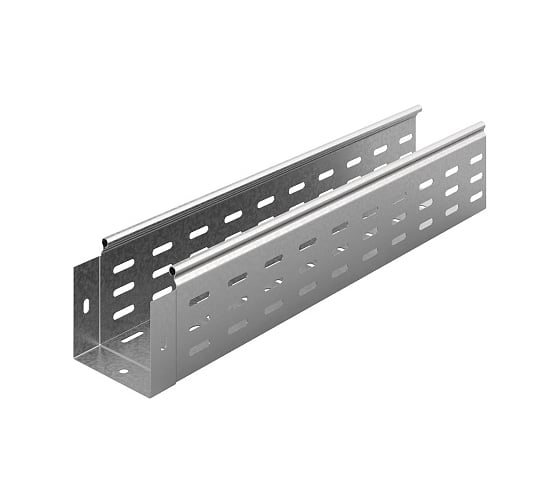 Изображение товара Металлический лоток перфорированный OSTEC 100x100x3000, толщина 1мм, Сендзимир цинк (в упаковке 2 шт) ЛПМЗТ-100х100х3000-1,0-СЦ