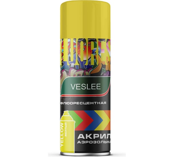 Изображение товара Флуоресцентная акриловая аэрозольная краска Veslee желтая V1005