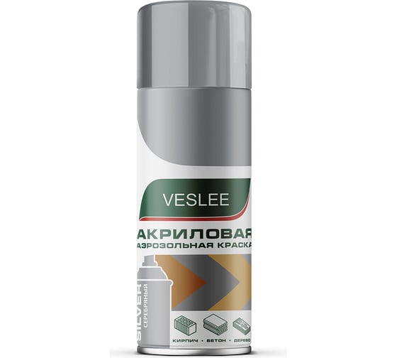 Изображение товара Акриловая аэрозольная краска Veslee серебряный, металлик VISL