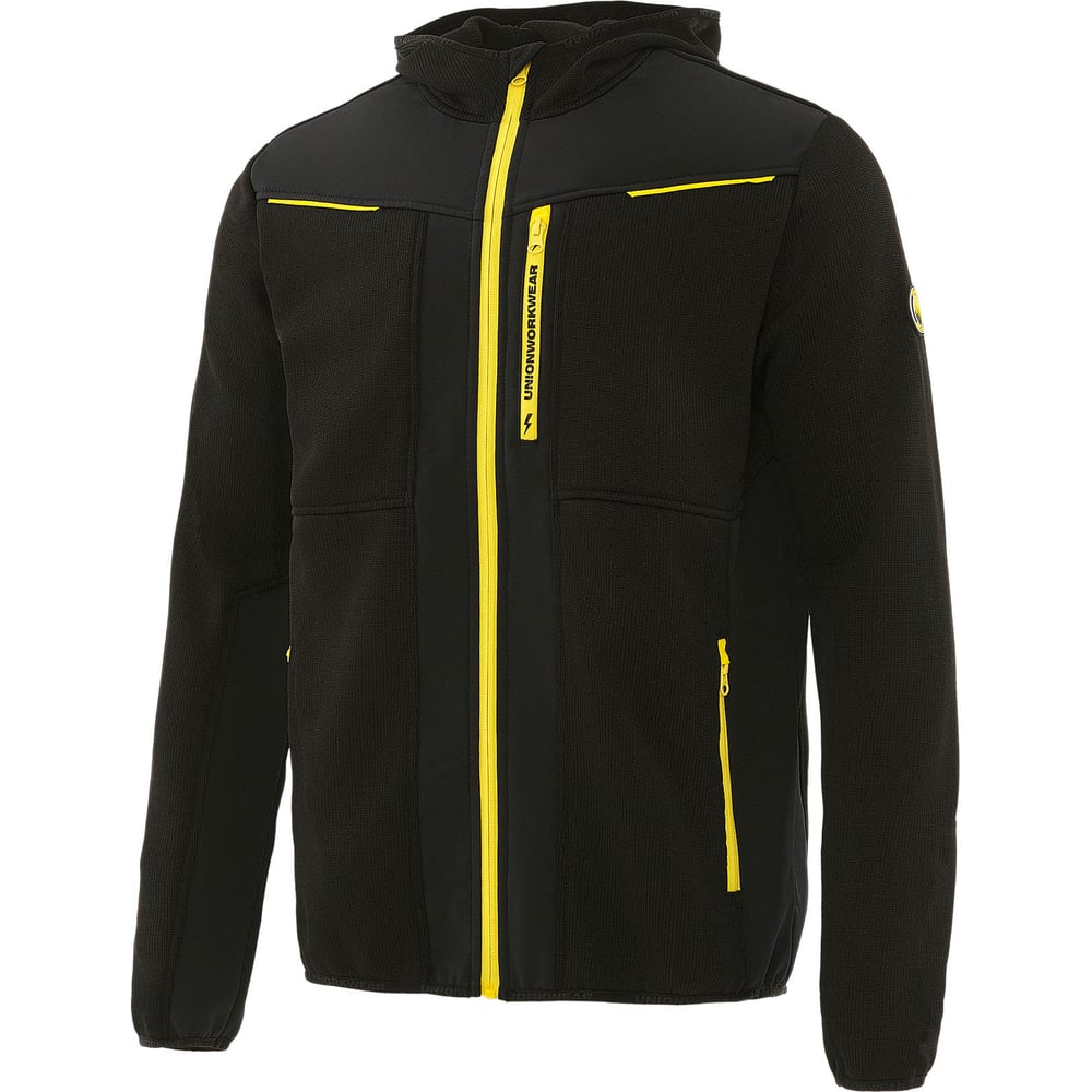 Изображение товара Мужская черная куртка UNIONWORKWEAR из флиса с капюшоном и карманами