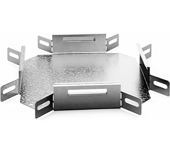 Изображение товара Угловой соединитель крестообразный к лотку OSTEC 300x50, толщина 1.0 мм, Сендзимир цинк УСХ-300х50-1,0-СЦ