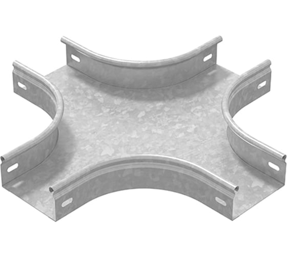 Изображение товара Разветвитель крестообразный плавный к лотку OSTEC 100x50, толщина 0.7 мм, Сендзимир цинк ХТП-100х50-0,7-R100-СЦ