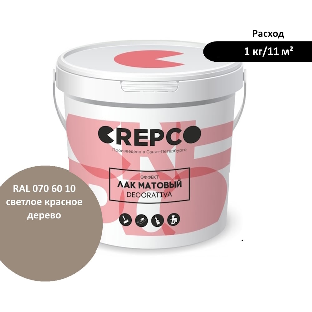 Изображение товара Матовый влагостойкий лак ITALICA CREPCO цвета Светлое Красное Дерево 2.42л