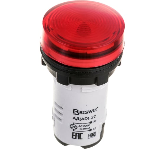 Изображение товара Индикатор Briswik светодиодный АД-22 красный 220В AC/DC IP65 22AC/DC220V4.BR