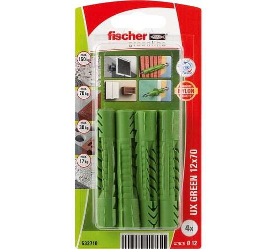 Изображение товара Дюбель универсальный Fischer 12x70мм UX Green 4шт. 532710
