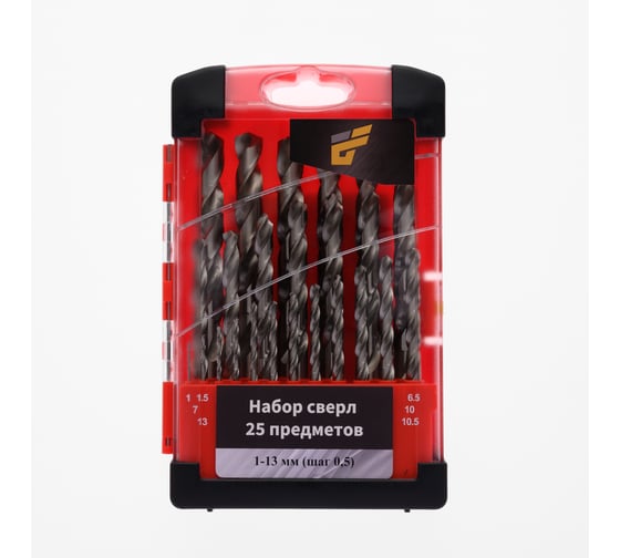 Изображение товара Сверла по металлу TORGWIN набор 25 предметов 1-13 мм(шаг 0,5) T1472381