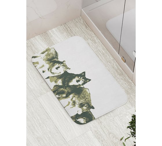 Изображение товара Коврик противоскользящий JoyArty "Осторожные волки" для ванной, сауны, бассейна, bath_17716