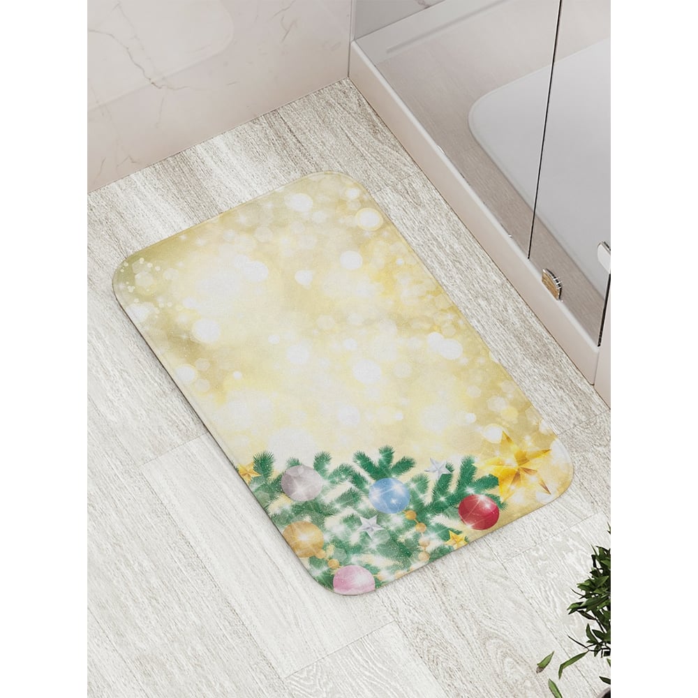 Противоскользящий коврик для ванной, сауны, бассейна JOYARTY новогодний венок с заснеженными иголочками 20 см