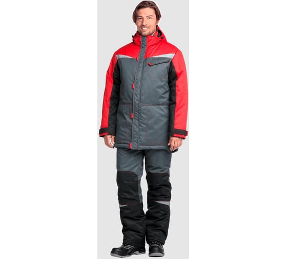 Изображение товара Костюм ГК Спецобъединение КМ-10 ЛЮКС зимний, серый-черный-красный (120-124, 206-212), компл, Кос 465/120/206