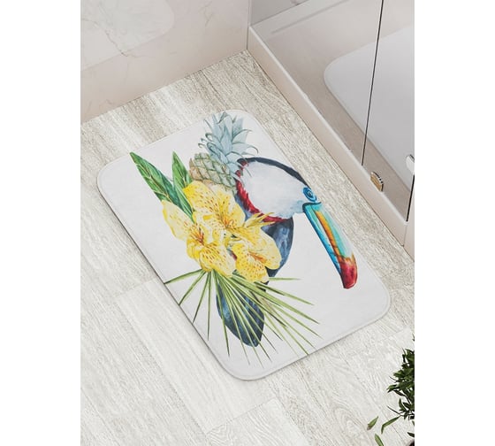 Изображение товара Коврик противоскользящий JoyArty "Тукан с ананасом" для ванной, сауны, бассейна, bath_18161