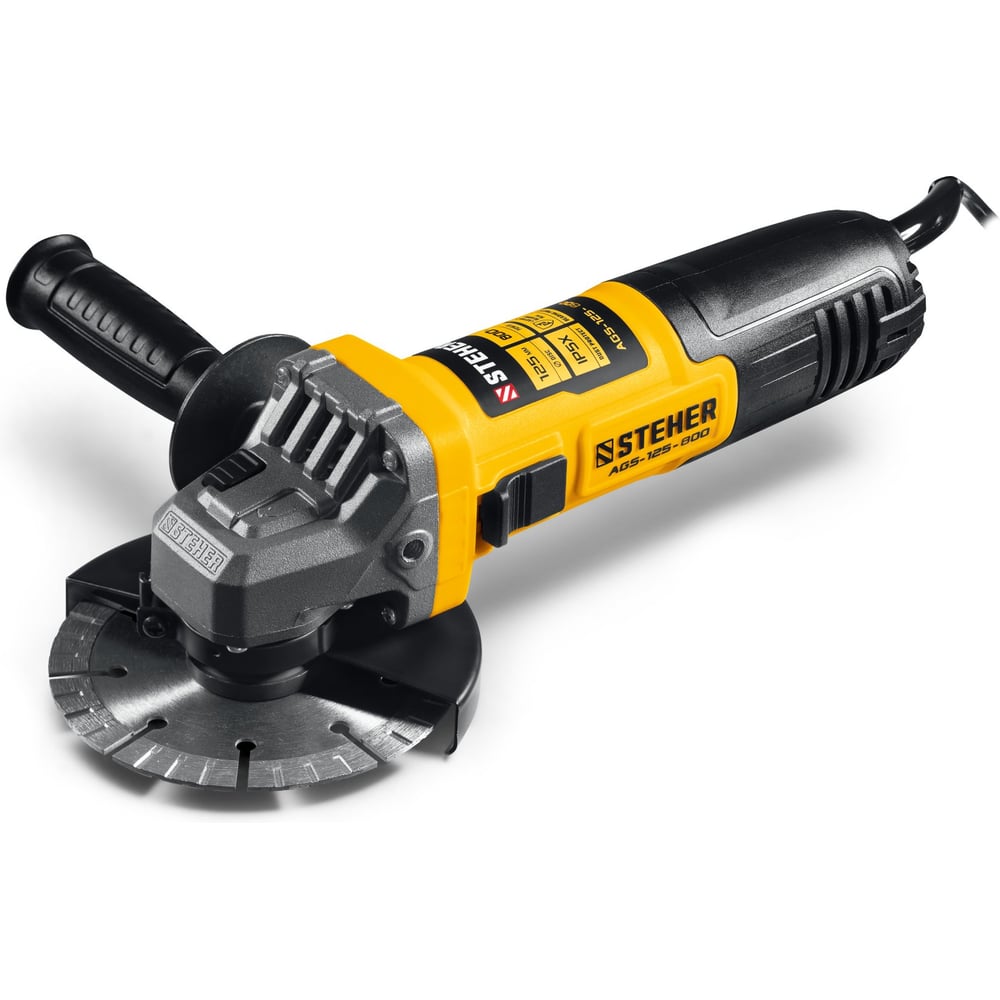 Изображение товара Угловая шлифовальная машина STEHER d 125 мм 800 Вт AGS-125-800 полупрофессиональная