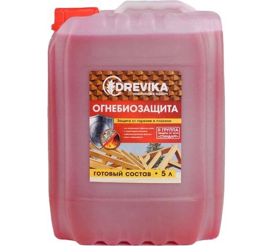 Изображение товара Огнебиозащитный состав Drevika для древесины , 2 группа, с индикатором, 5 л 278660