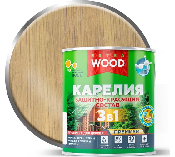 Изображение товара Защитно-красящий состав Farbitex 3в1 для древесины бесцветный Карелия (0.75 л) 4300016700