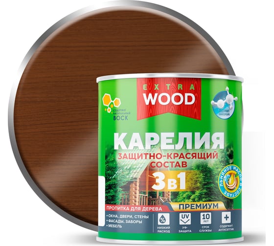 Изображение товара Защитно-красящий состав Farbitex 3в1 для древесины тик Карелия (0.75 л) WOOD EX 4300016714