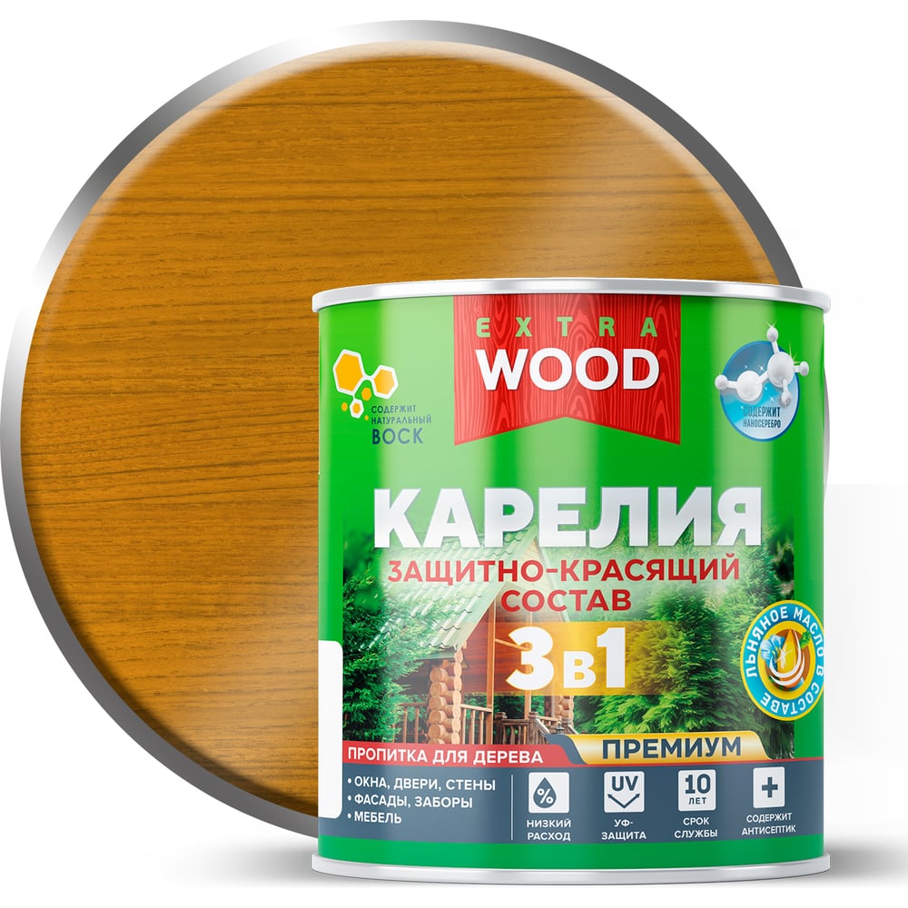 Изображение товара Защитно-красящий состав Farbitex 3в1 для дерева дуб Карелия 0.75 л