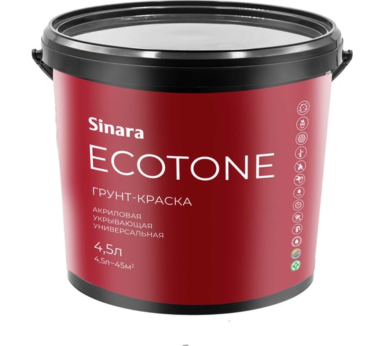 Изображение товара Грунт-краска акриловая Sinara ECOTONE белая матовая, 4.5л SP 140