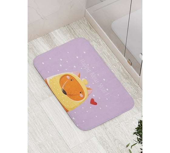 Изображение товара Коврик противоскользящий JoyArty "Милая лисичка в шапке" для ванной, сауны, бассейна, bath_290617