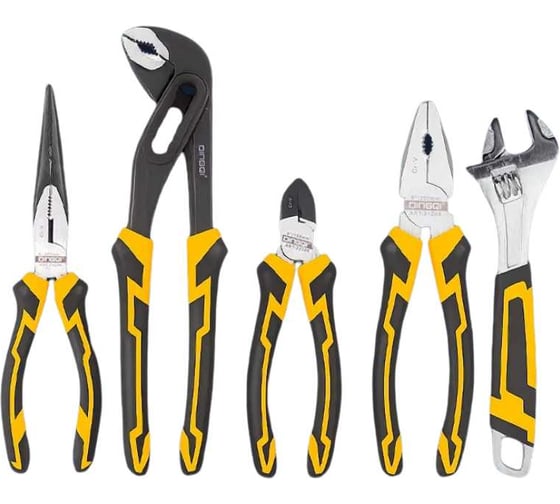 Изображение товара Набор инструмента DINGQI плоскогубцы, тонкогубцы, бокорезы, клещи переставные, разводной ключ D22005