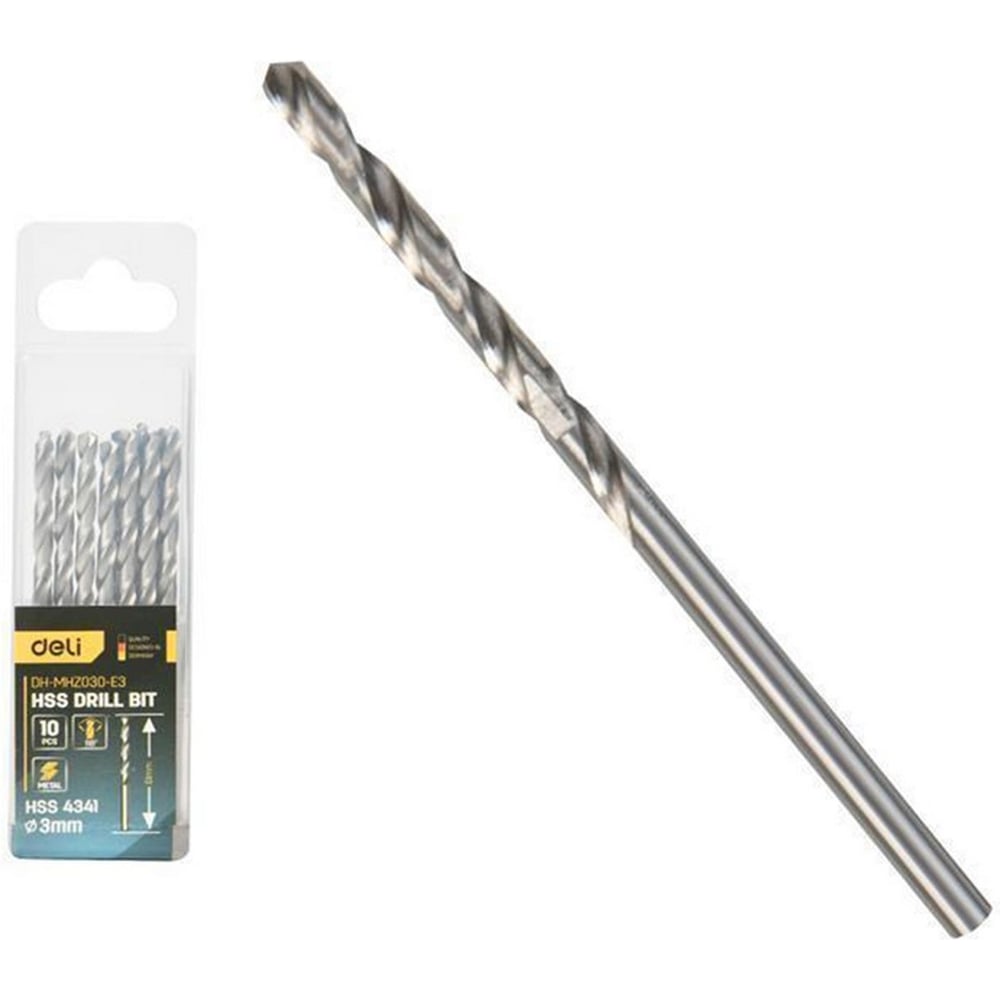 Изображение товара Сверло по металлу Deli 2 мм 10 шт HSS 4341 пластиковый кейс