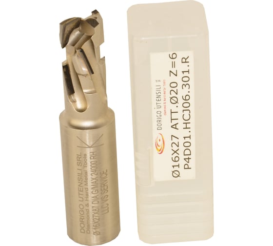 Изображение товара Фреза концевая алмазная DORIGO 16x27.5x87.5 S=20x50 Z=06 H=3 RH P4D01.HCJ06.301.R