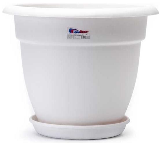 Изображение товара Кашпо ООО ТД ДИМПЛАСТ с поддоном 2 л белый 5 шт 4623720800758