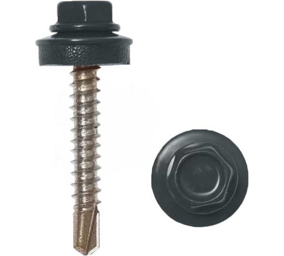 Изображение товара Саморез кровельный BISKREP 4.8x28 RAL 7024 графитово-серый, 300 шт, пл.конт 1000 мл 1-20600