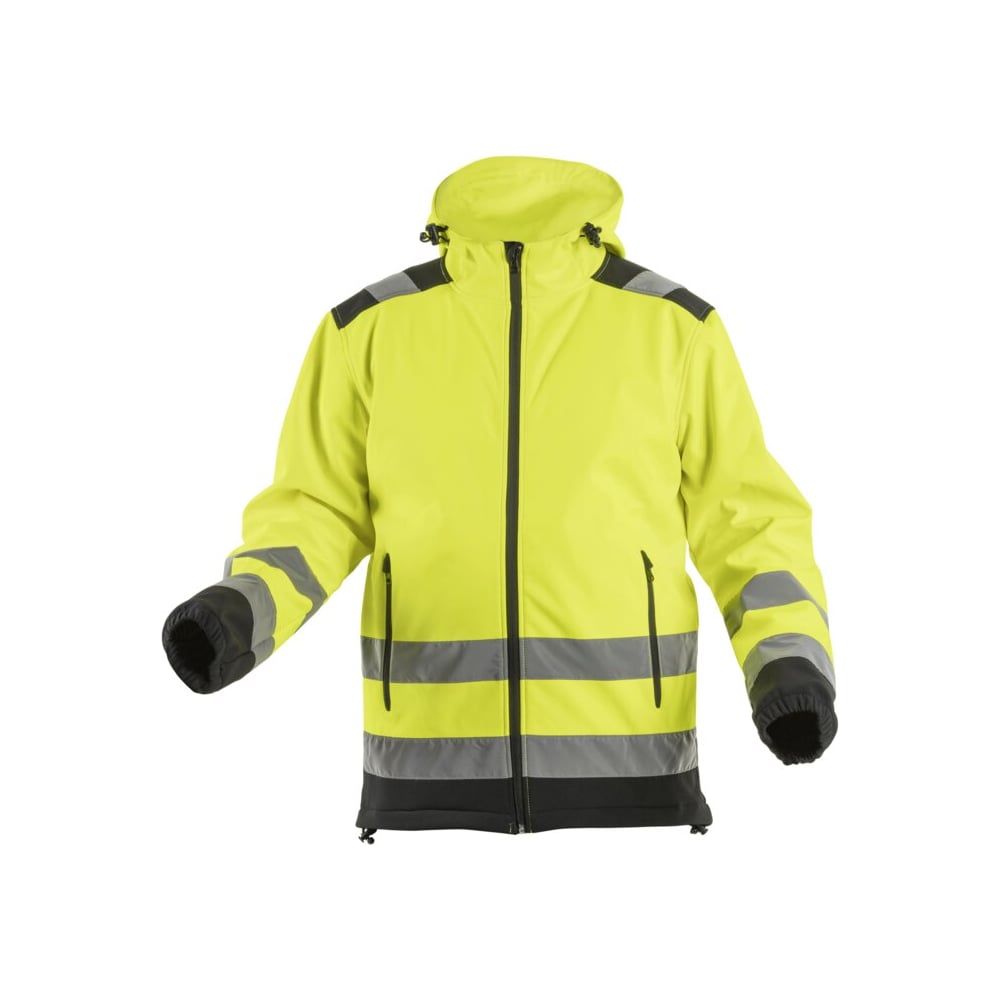 Куртка сигнальная SOFTSHELL с капюшоном HOEGERT TECHNIK ARGEN желтая L (52) HT5K257-L