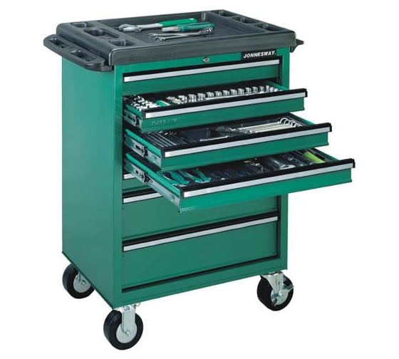 Изображение товара Инструментальная тележка Jonnesway C-7DW146 7-ми полочная с инструментом в ложементах, 146 предметов 48480