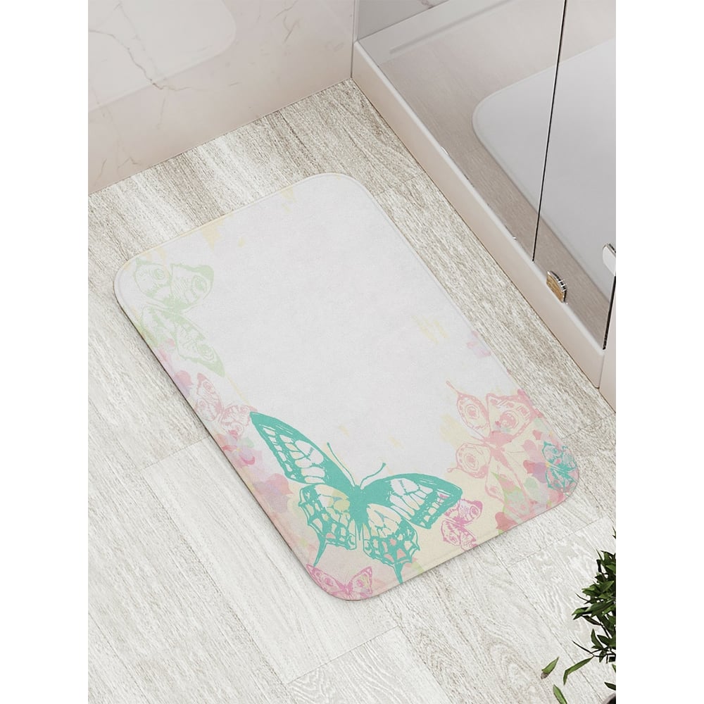 скатерть прямоугольная joyarty красочные бабочки из сатена 120x145 см Противоскользящий коврик для ванной, сауны, бассейна JOYARTY