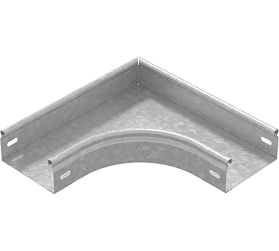 Изображение товара Угол плоский плавный OSTEC 90 градусов к лотку 100x100, толщина 0.7 мм, Сендзимир цинк УПТП90-100х100-0,7-R100-СЦ